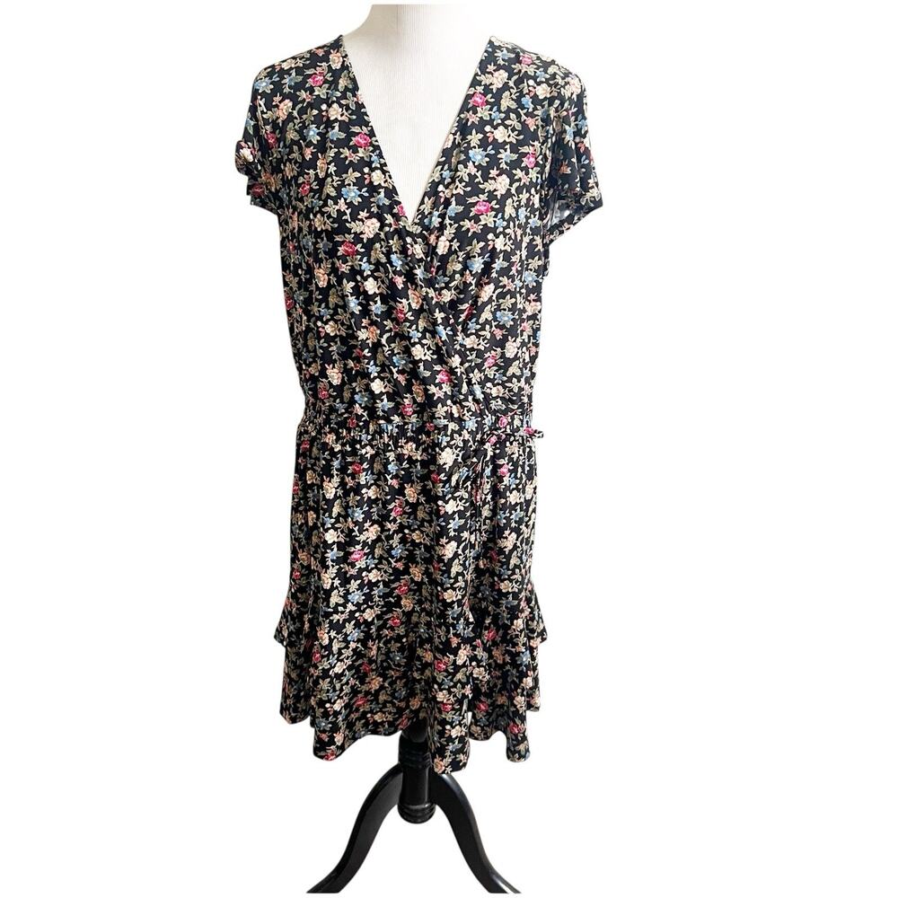 Ralph Lauren Floral Wrap Dress Plus Size 16 Knee Length V-Neck Cottage Core